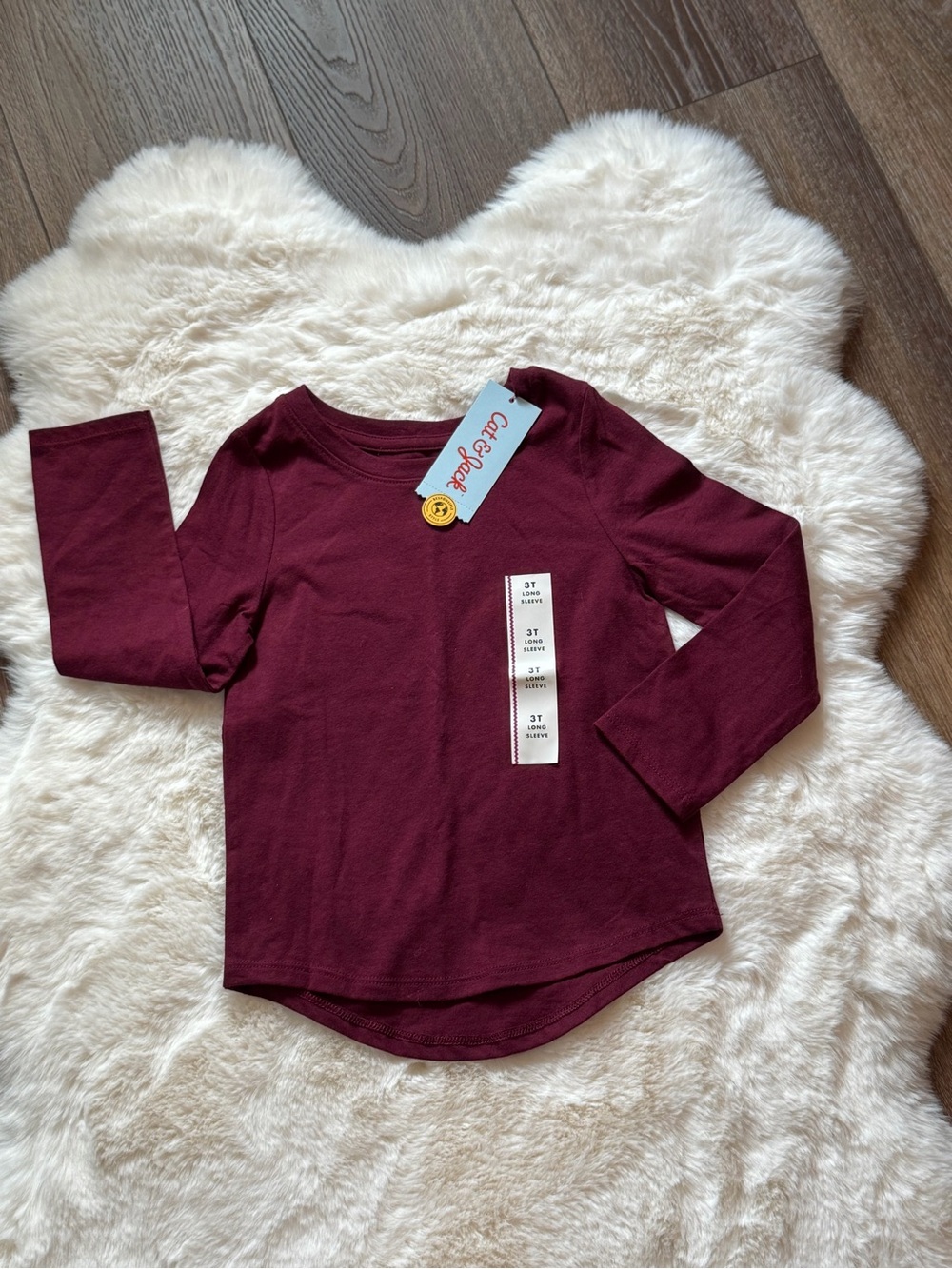 Cat & Jack Long Sleeve Maroon Top NWT 3T